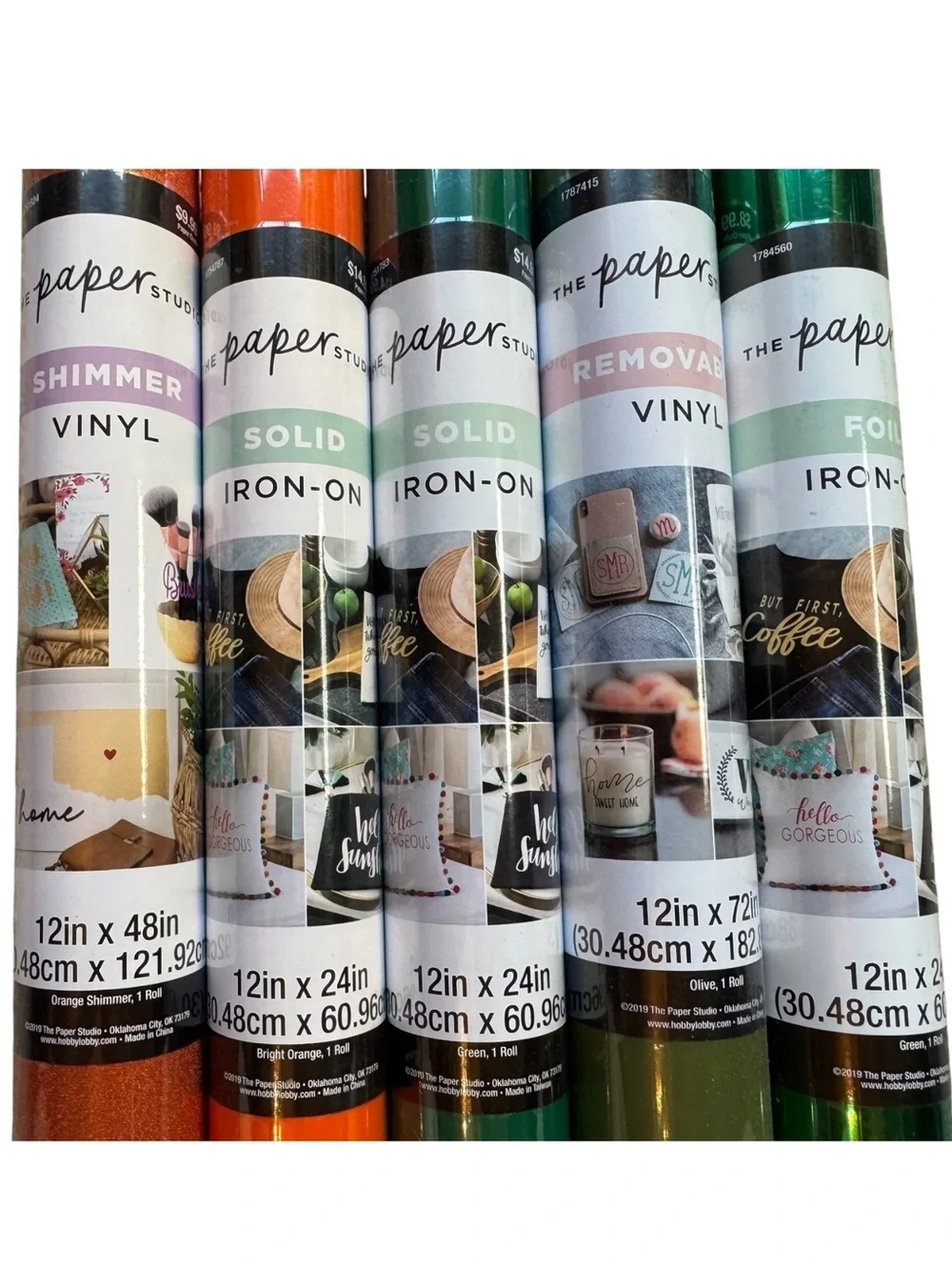 The Paper Studio Vinyl & Iron-On Bundle 5 Rolls New HTV Removable Foil Shimmer